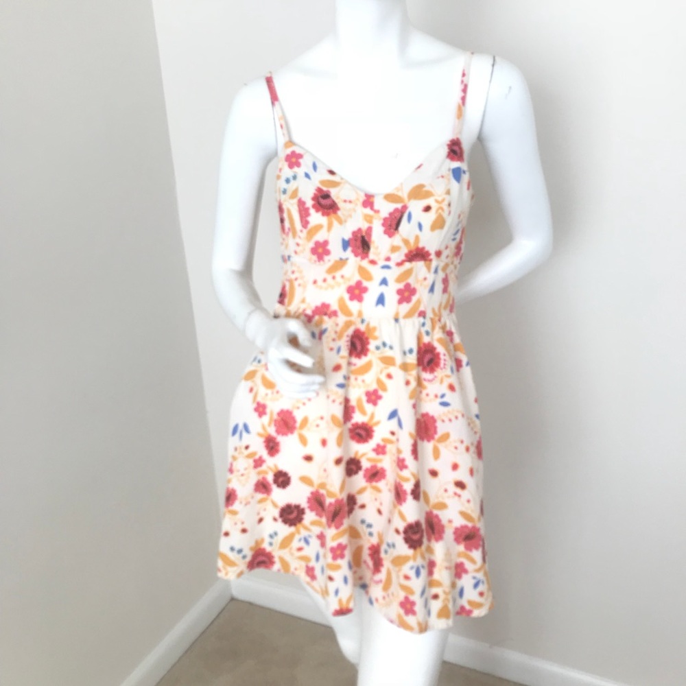 Express Cream Floral Print Dress